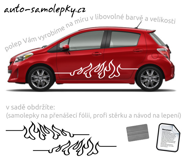 Polepy na boky auta - plameny obrys - b0025