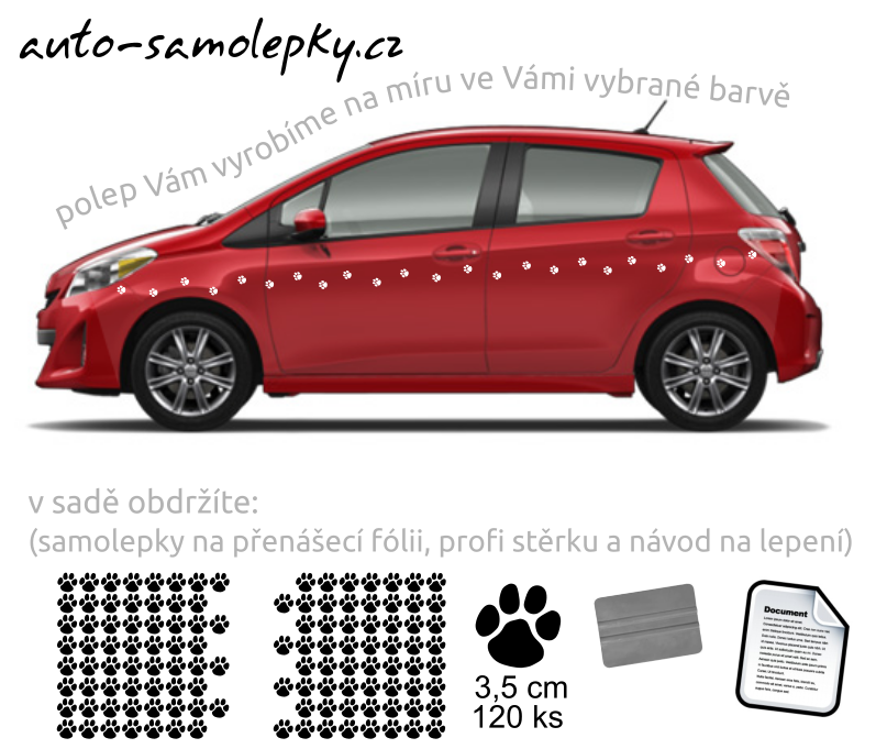 Polepy na boky auta - koi tlapky, stopy - b0060